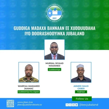 Guddiga madaxa banaan ee xuduudaha iyo doorashooyinka Jubbaland oo doortay guddoomiye cusub.