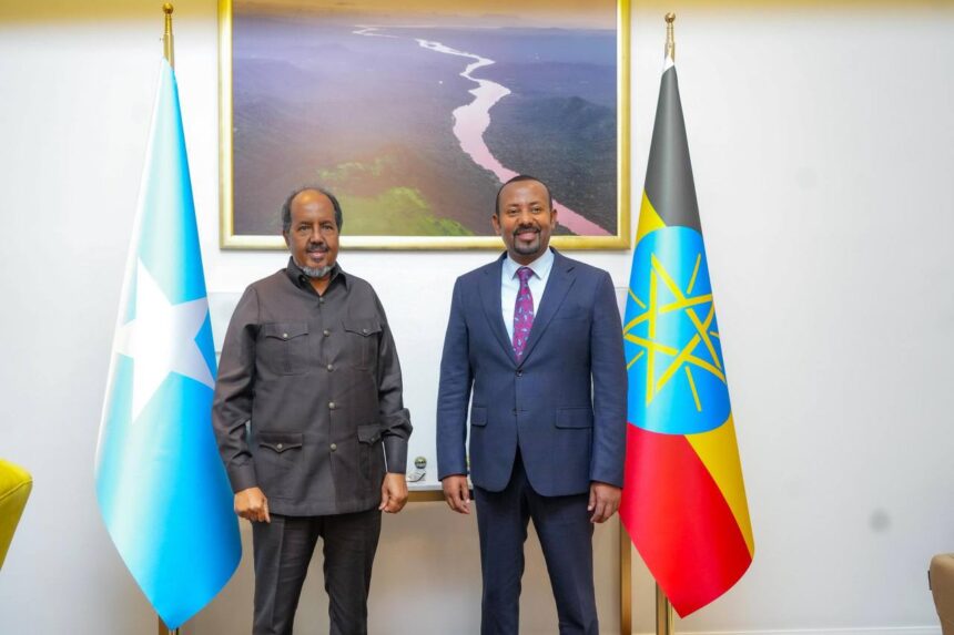 President Hassan Sheikh, PM Abiy Ahmed Discuss Joint Efforts Against Al-Shabaab