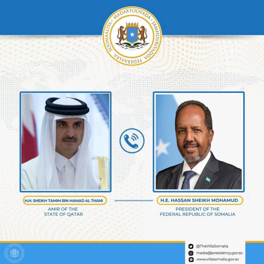 Somalia’s President Holds Phone Talks with Qatar’s Amir on Sovereignty and Territorial Integrity