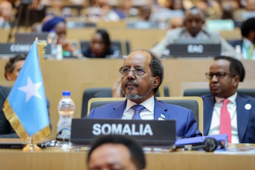 FB_IMG_1771098287405 MW Xasan Sheekh oo shir Midowga Afrika ka jeediyay khudbad culus oo…