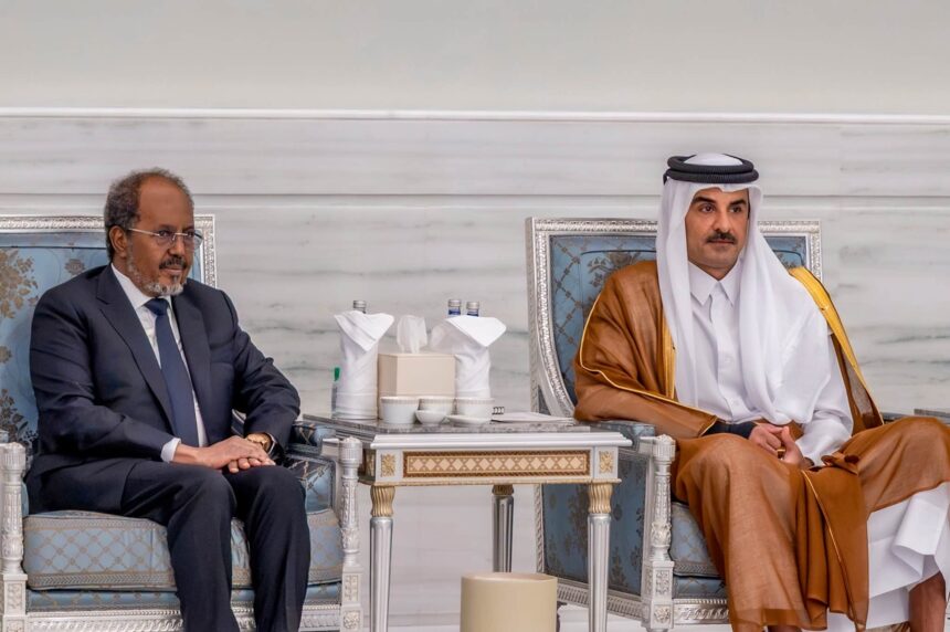 xasan iyo tamiim Madaxweyne Xasan Sheekh oo kulan la qaatay Amiirka Qatar