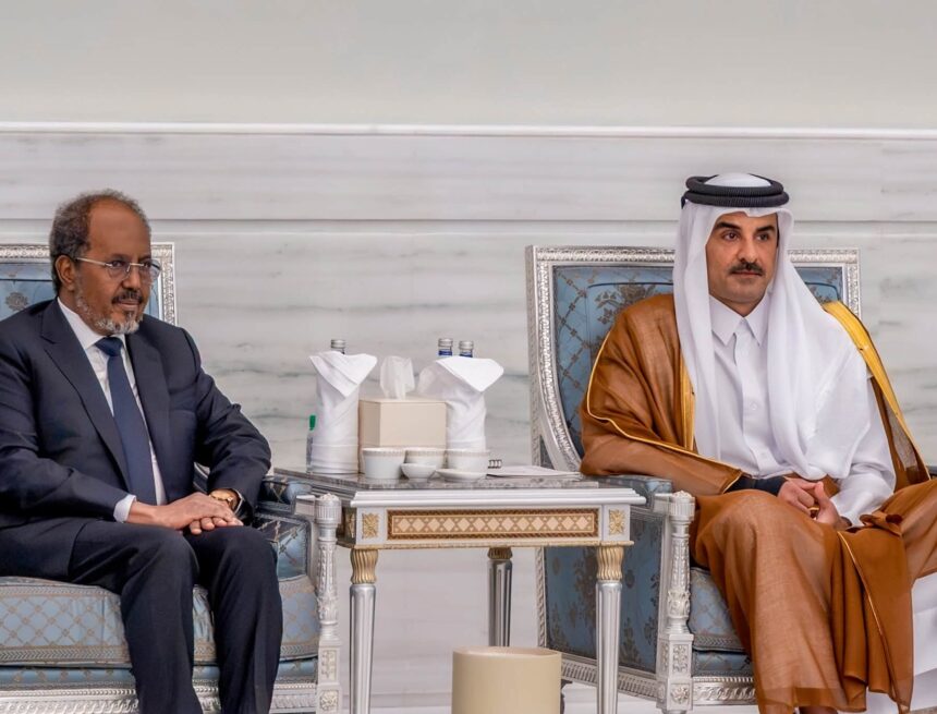 xasan iyo tamiim Madaxweyne Xasan Sheekh oo kulan la qaatay Amiirka Qatar